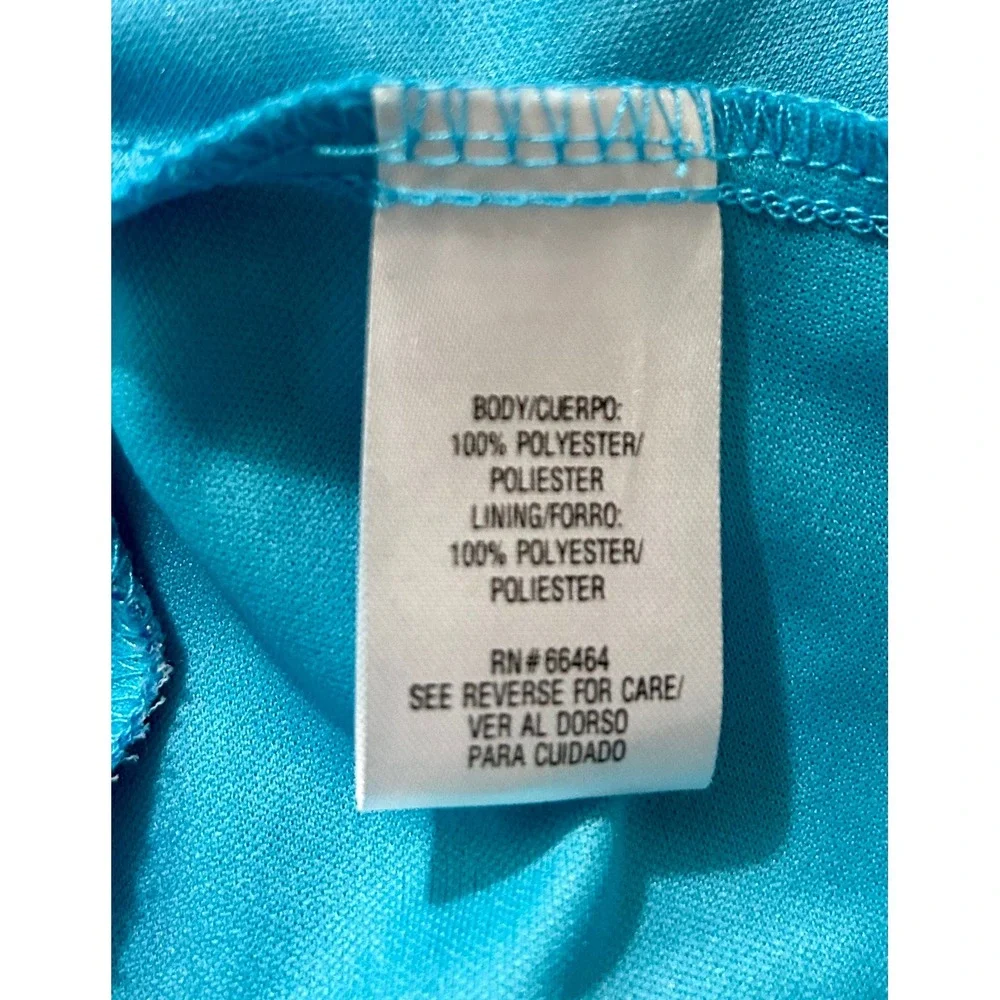 Studio One New York Blue Abstract Print Tiered Ruffle Halter Dress Size 14 - Picture 7 of 8